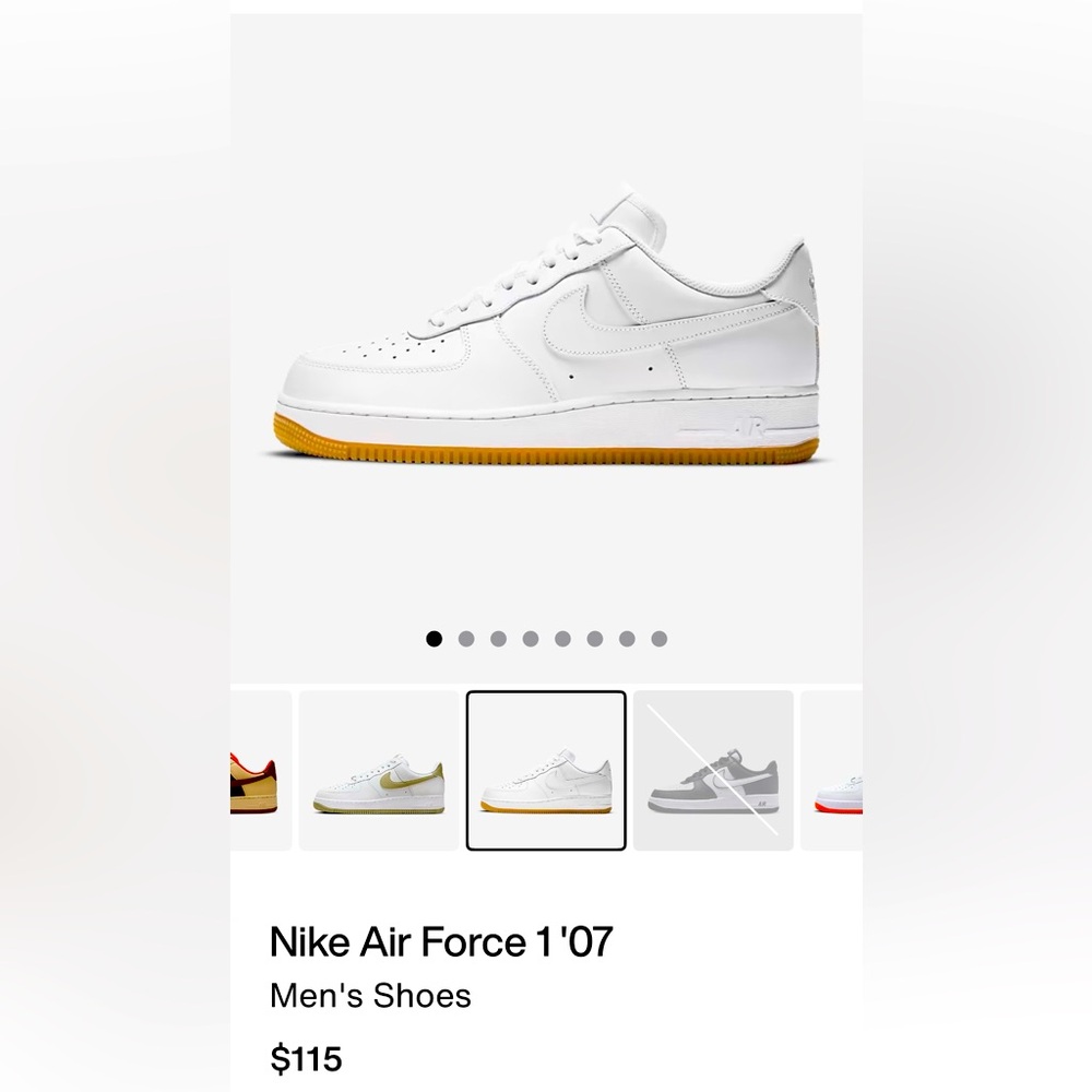 Nike Air Force 1 ‘O7 White Gum Sole. Lightly used, No Original Box. Men’s Sz 9.